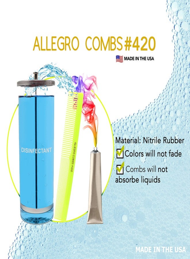 Allegro Combs #420 Cutting Combs Hair Stylist Barbers Combs Beard Comb Mustache Mens Women Braiding Hair Parting USA 6 Pcs. (NeonYellow) - Image 4